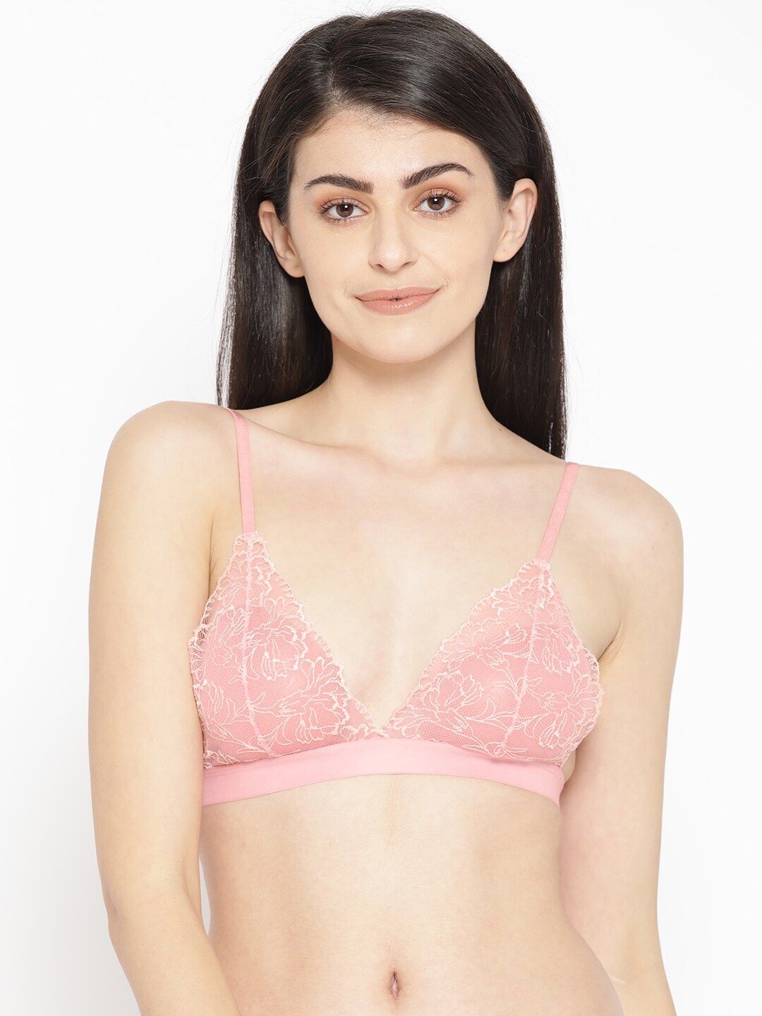 

EROTISSCH Non-Padded Non-Wired Bralette Bra, Pink