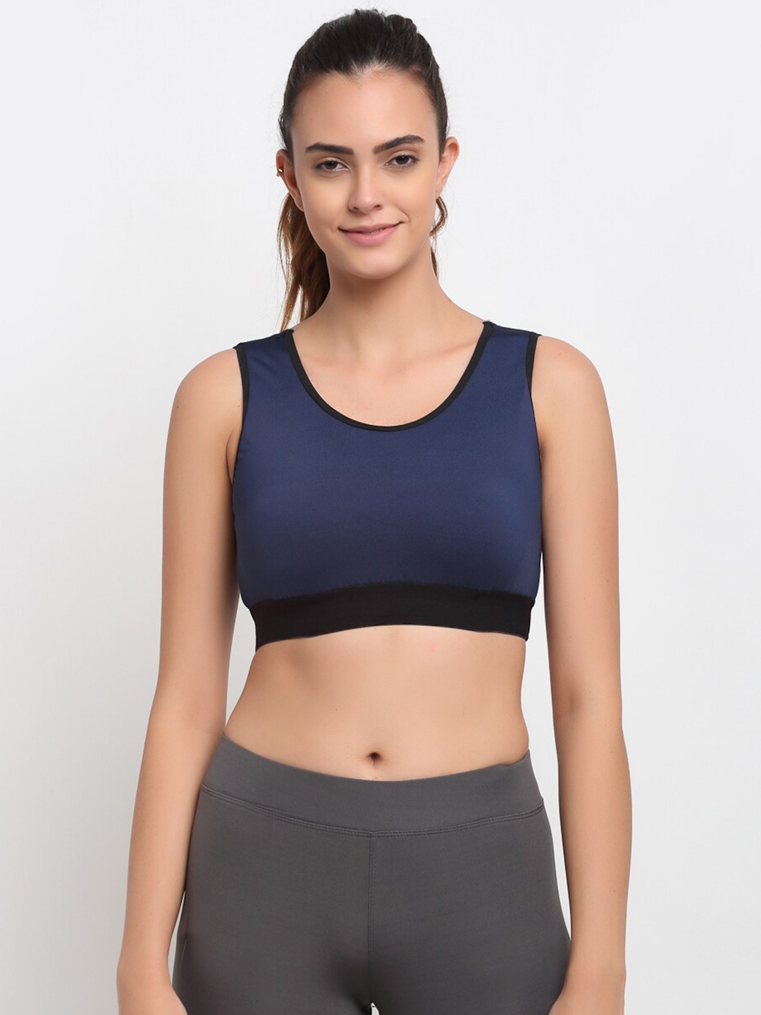 

EROTISSCH Removable Padded Non-Wired Workout Bra, Navy blue