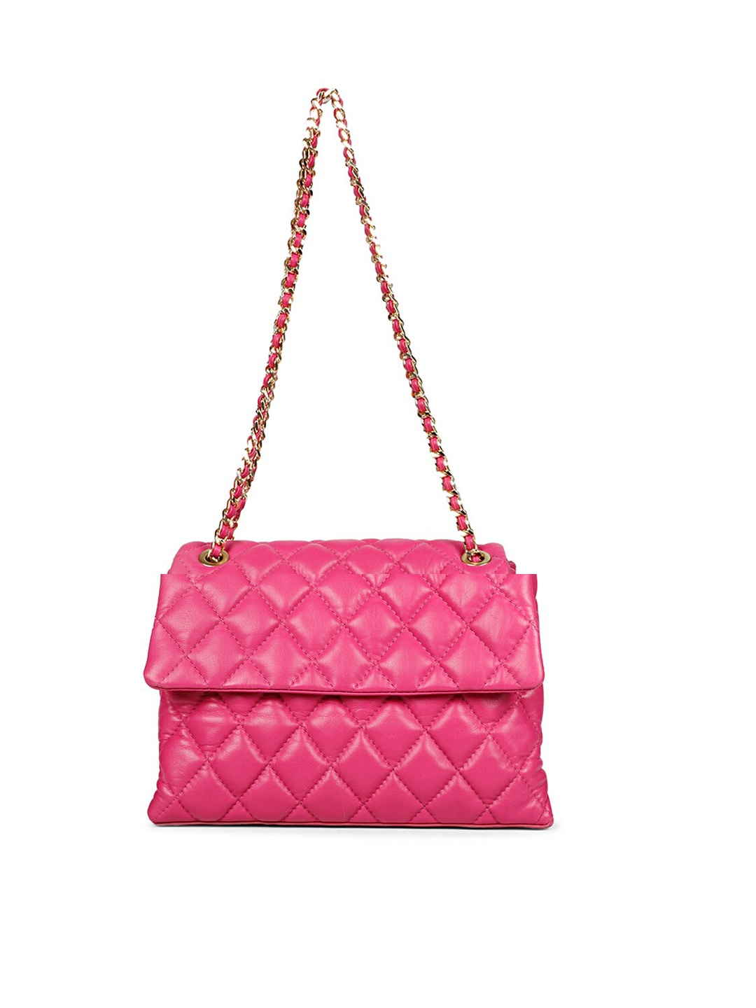 

Saint G Leather Structured Sling Bag with Quilted, Pink