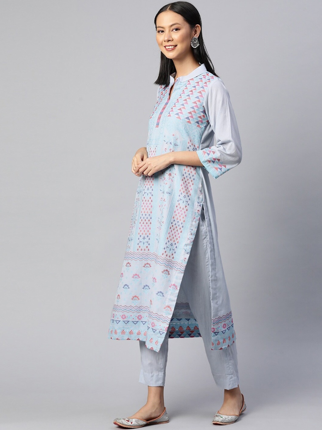 

WEAVERS VILLA Printed Unstitched Dress Material, Blue