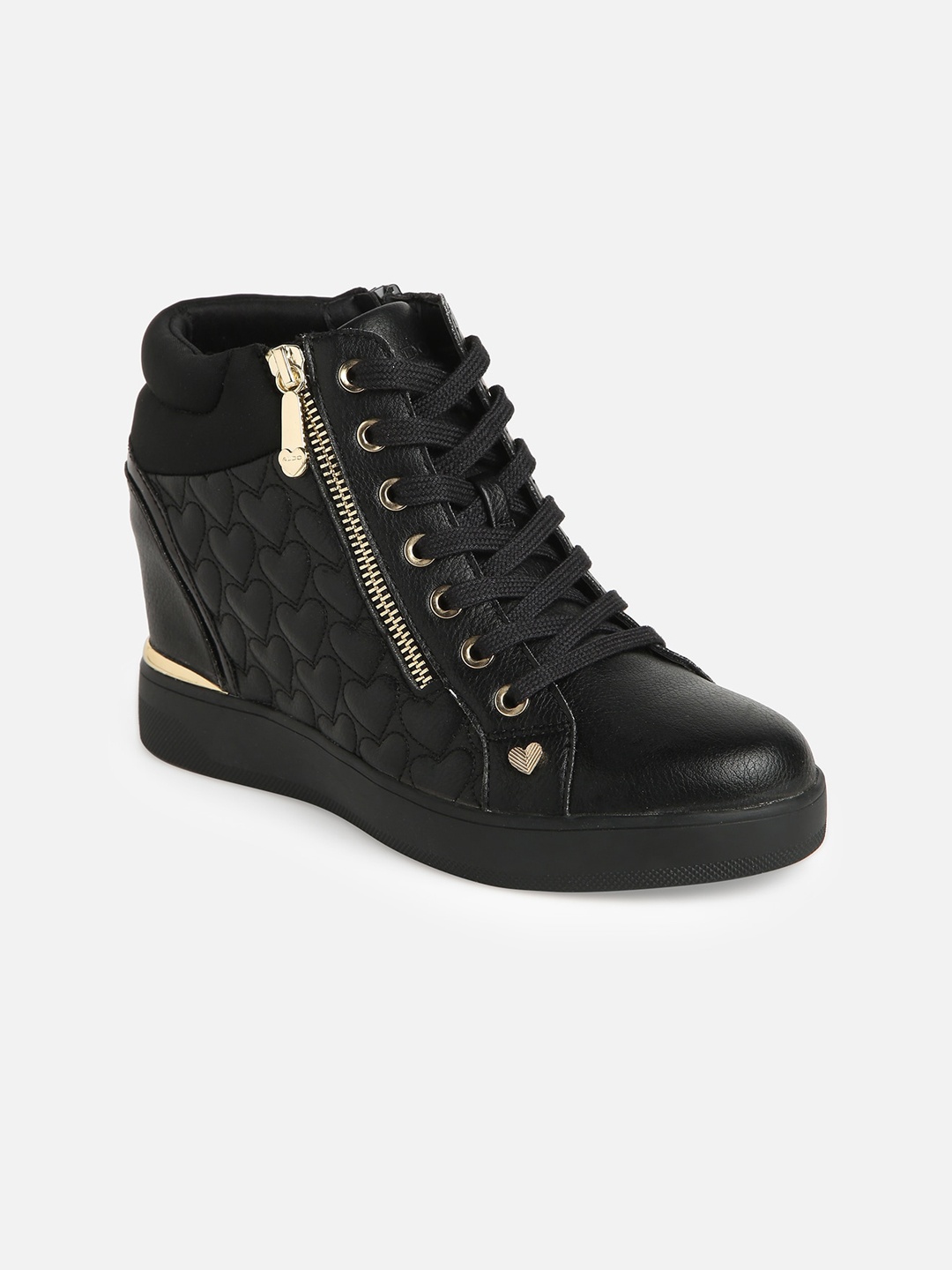 

ALDO Women Textured Mid Top Sneakers, Black