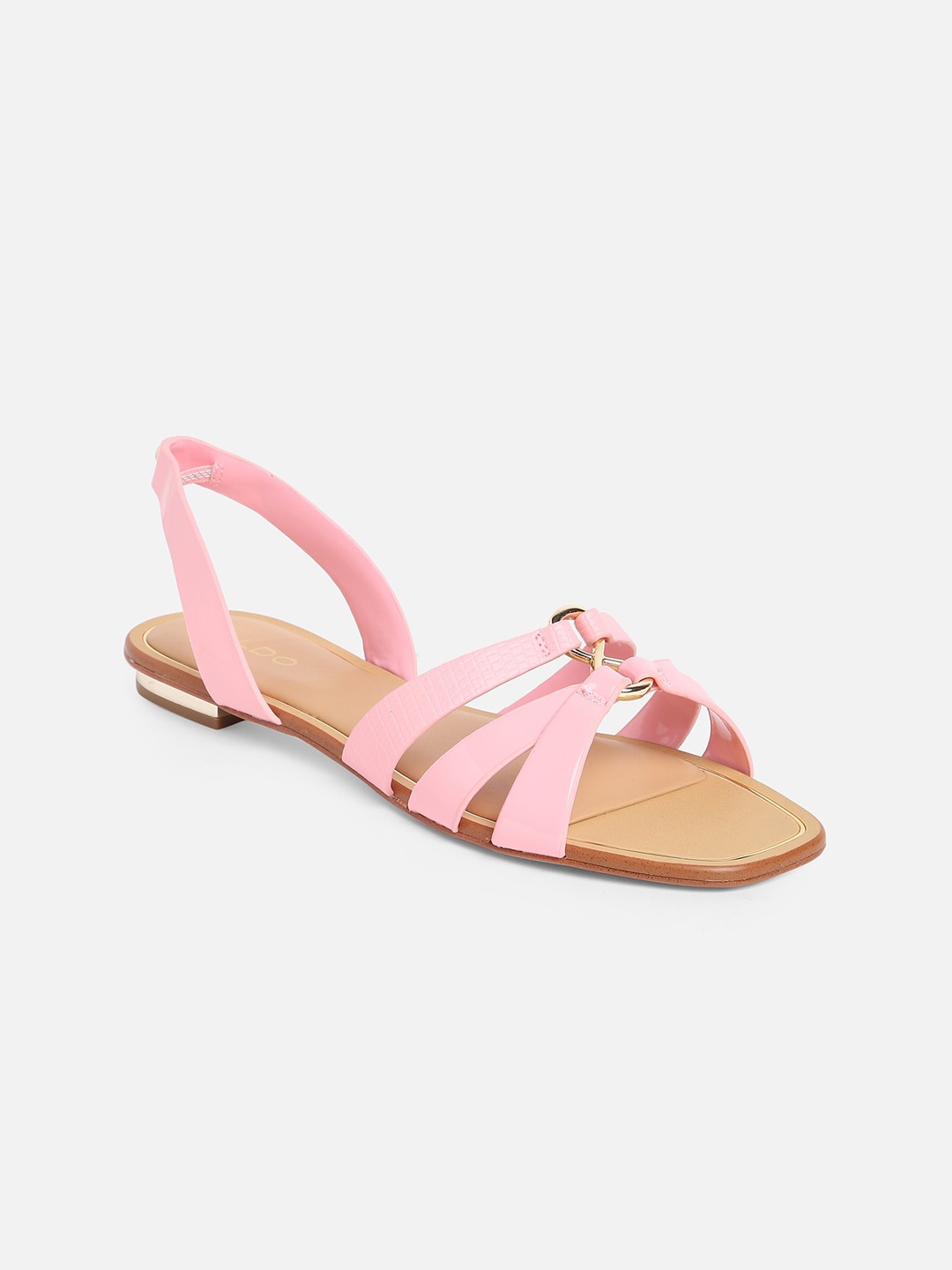 

ALDO Women Embellished Open Toe Flats With Backstrap, Pink