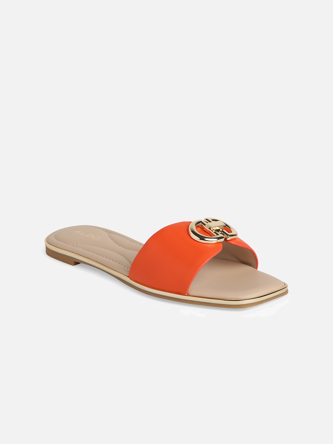 

ALDO Women Embellished Open Toe Flats, Orange