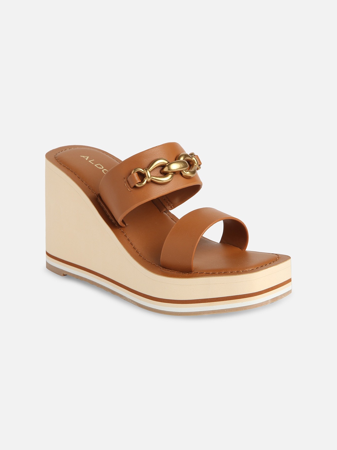 

ALDO Embellished Open Toe Wedges, Brown