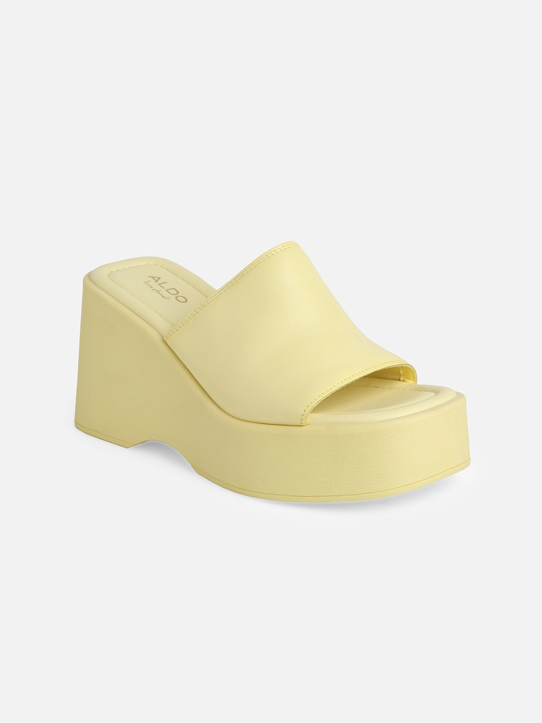 

ALDO Open Toe Leather Wedges, Yellow