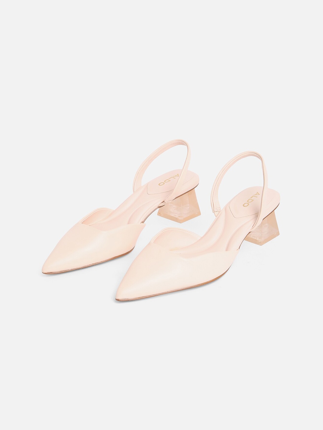

ALDO Pointed Toe Leather Block Heels, Pink