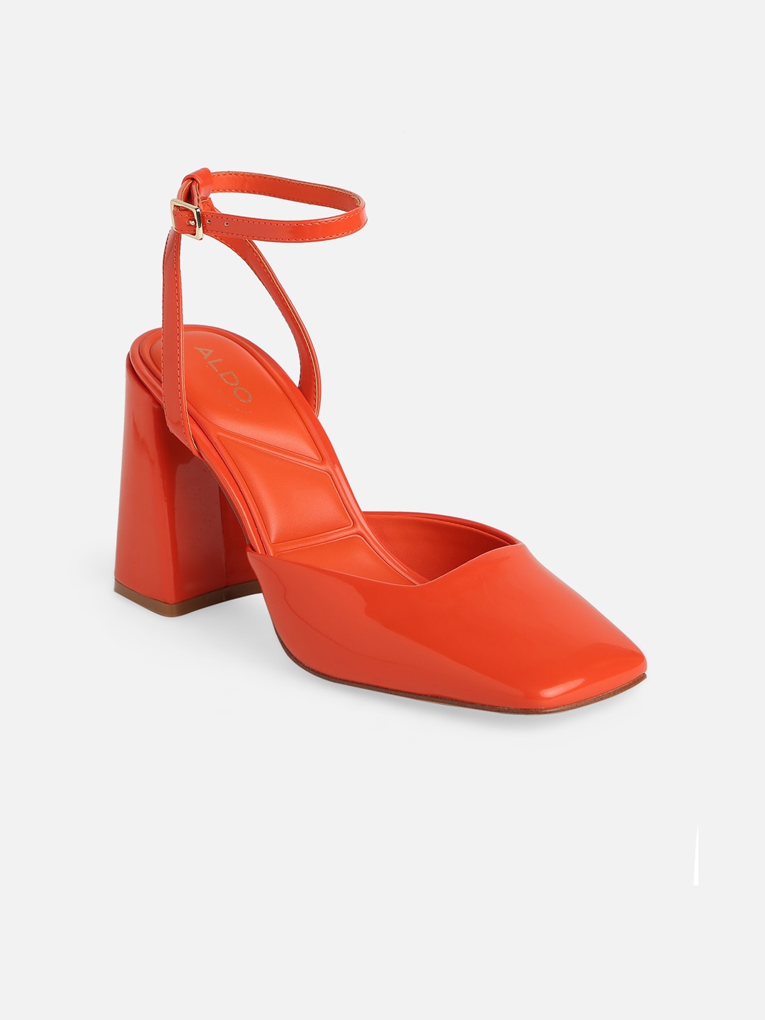 

ALDO Square Toe Block Heels With Ankle Loop, Orange