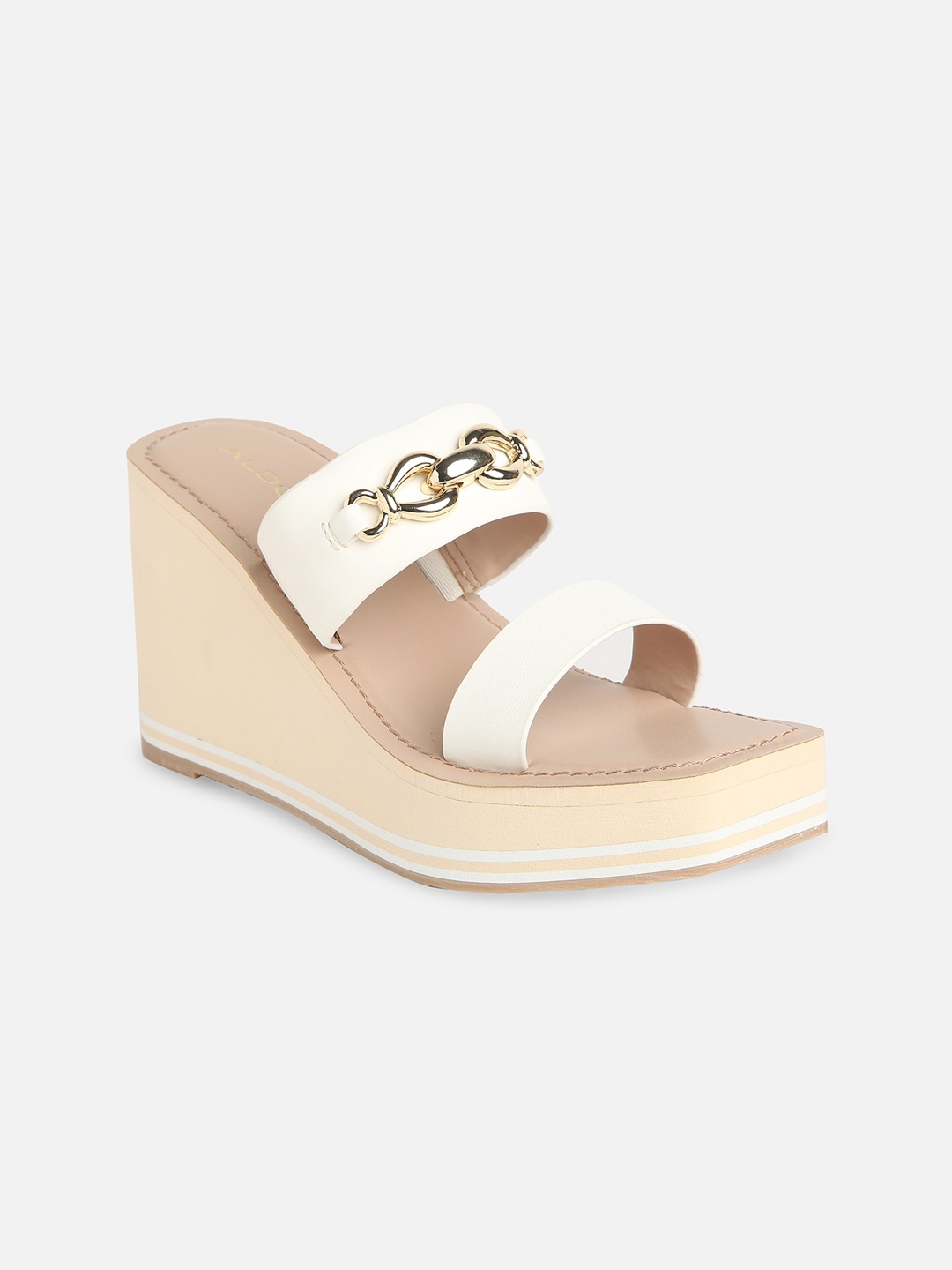 

ALDO Wedge Heels with Buckles, White