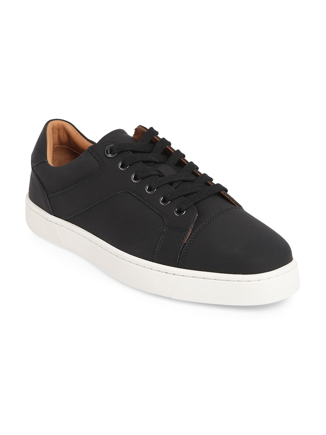 

ALDO Men Contrast Sole Leather Lace Ups Sneakers, Black