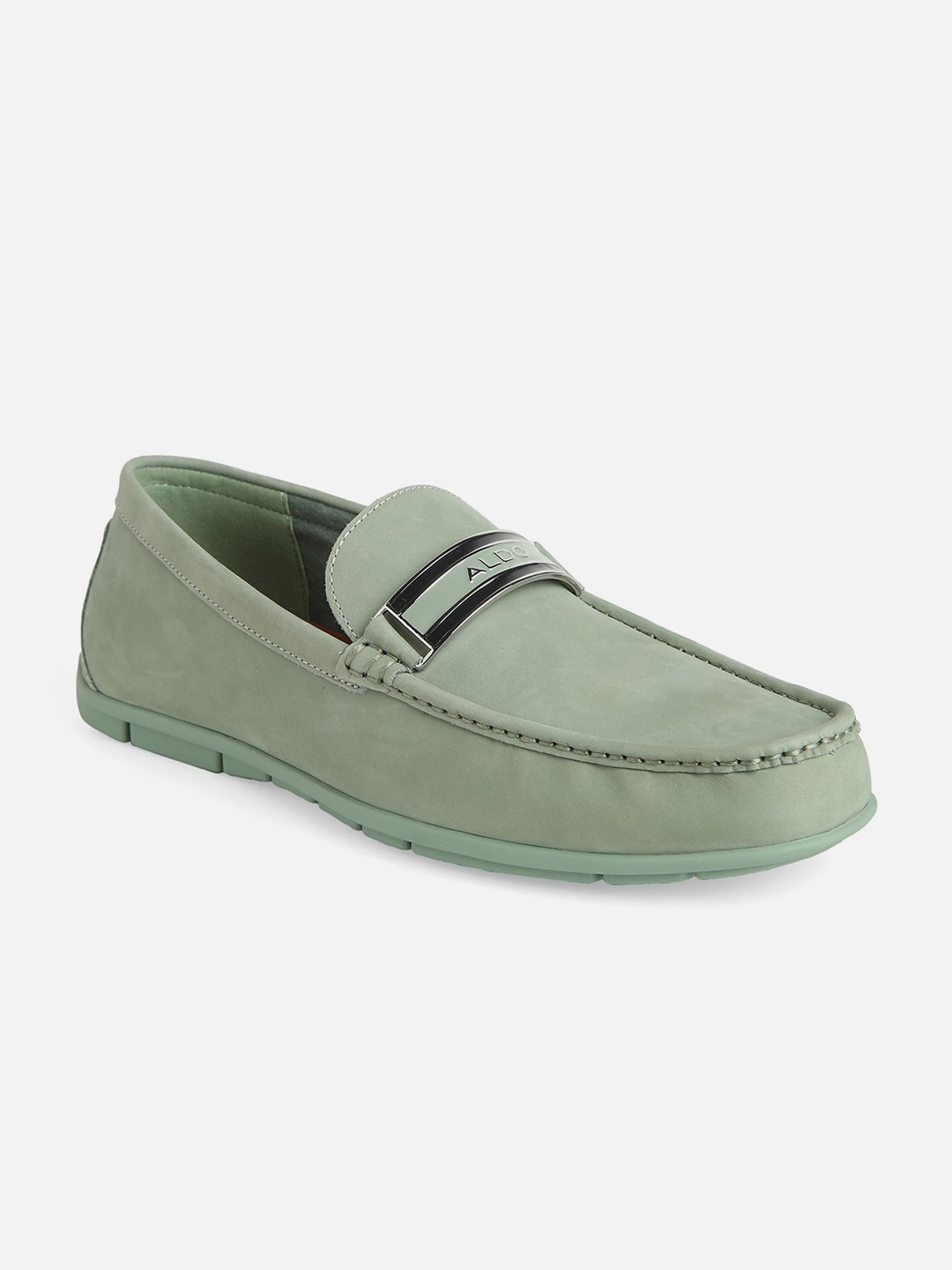 

ALDO Men Square Toe Leather Penny Loafers, Green