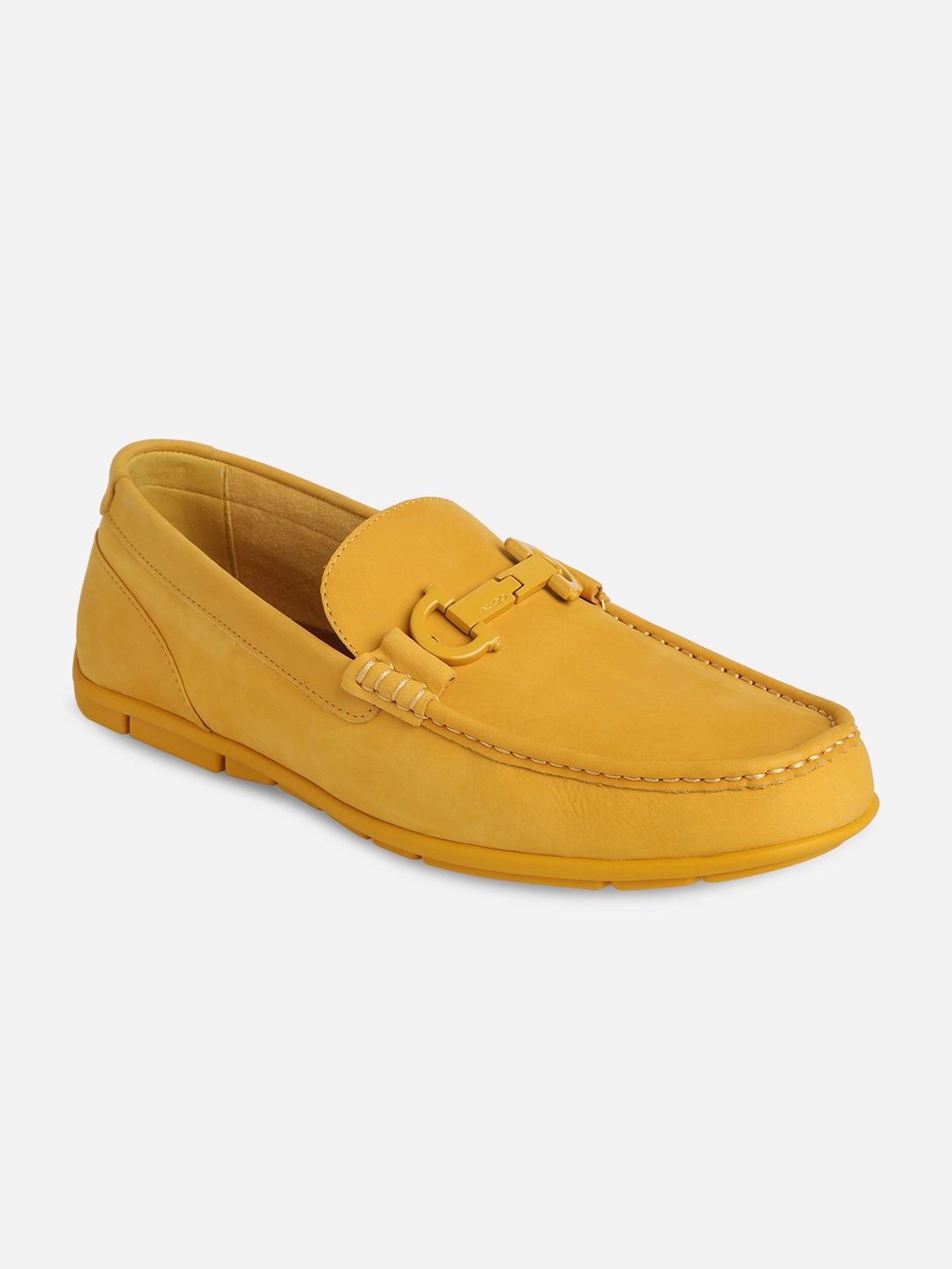 

ALDO Men Leather Horsebit Loafers Shoes, Yellow