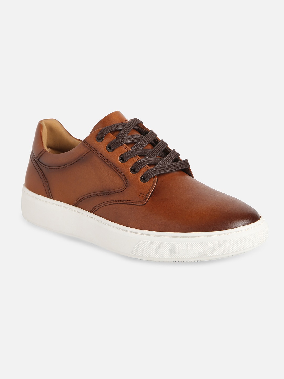 

ALDO Men Contrast Sole Leather Lace Ups Sneakers, Tan