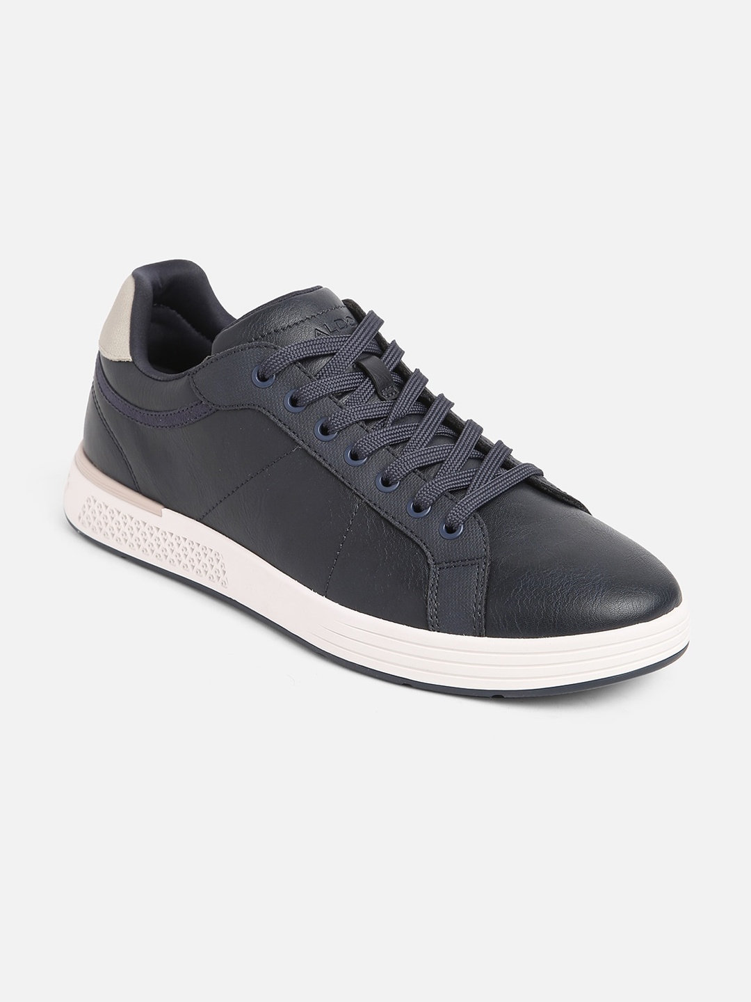 

ALDO Men Round Toe Contrast Sole Lace Ups Sneakers, Navy blue