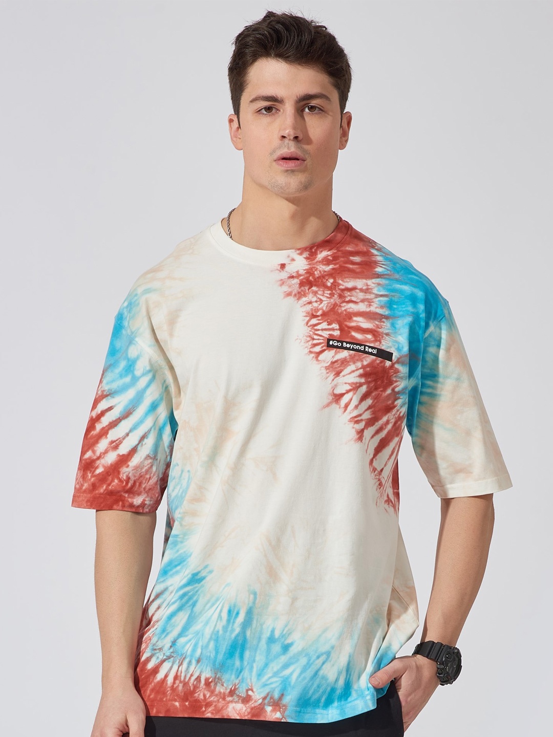 

Maniac Men Tie-Dyed Cotton Oversize Fitted T-shirt, Off white