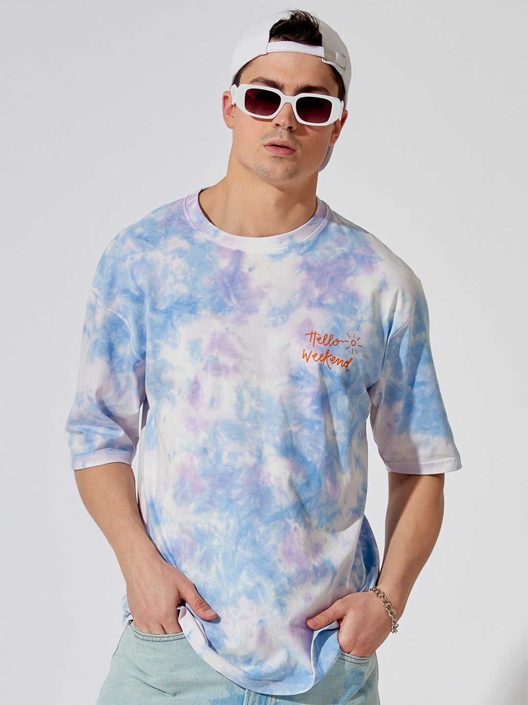 

Maniac Men Tie-Dyed Cotton Oversize Fitted T-shirt, White