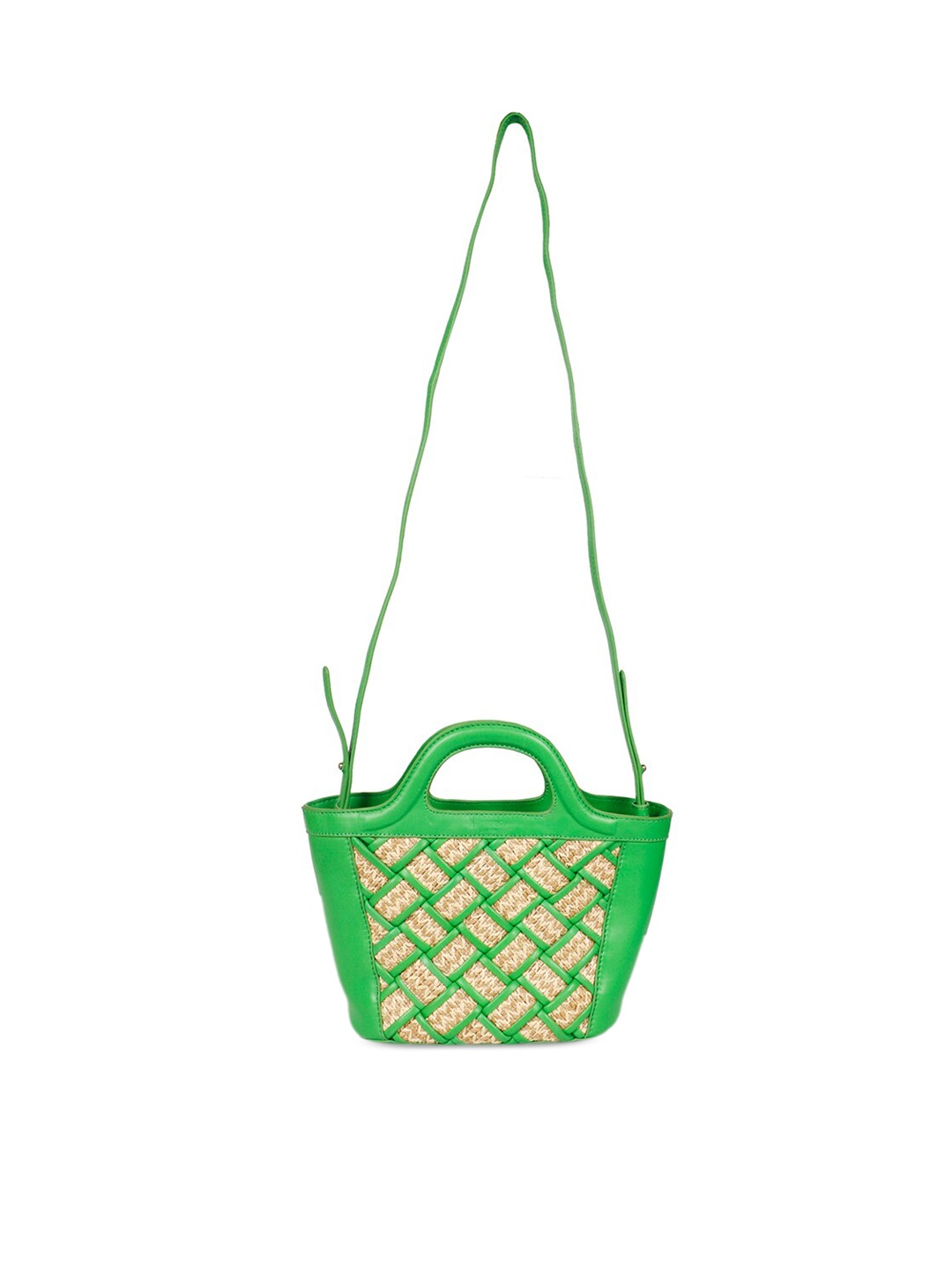

Saint G Self Design Leather Structured Handheld Bag, Green