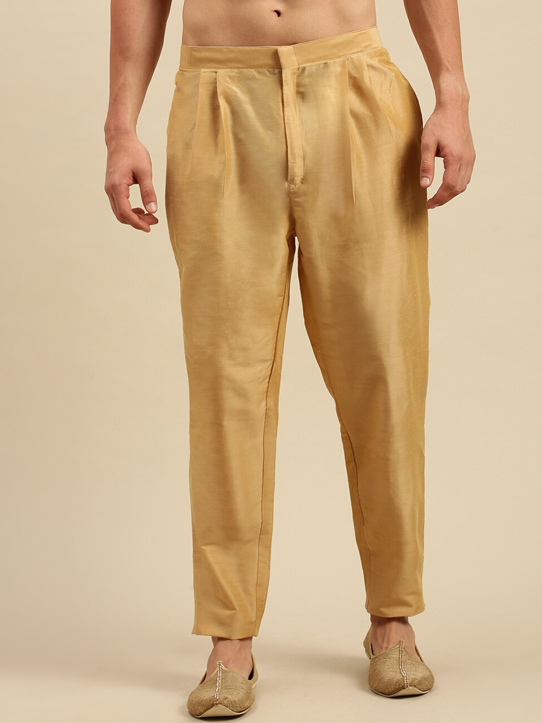 

Sanwara Men Mid-Rise Art Silk Pyjama, Beige