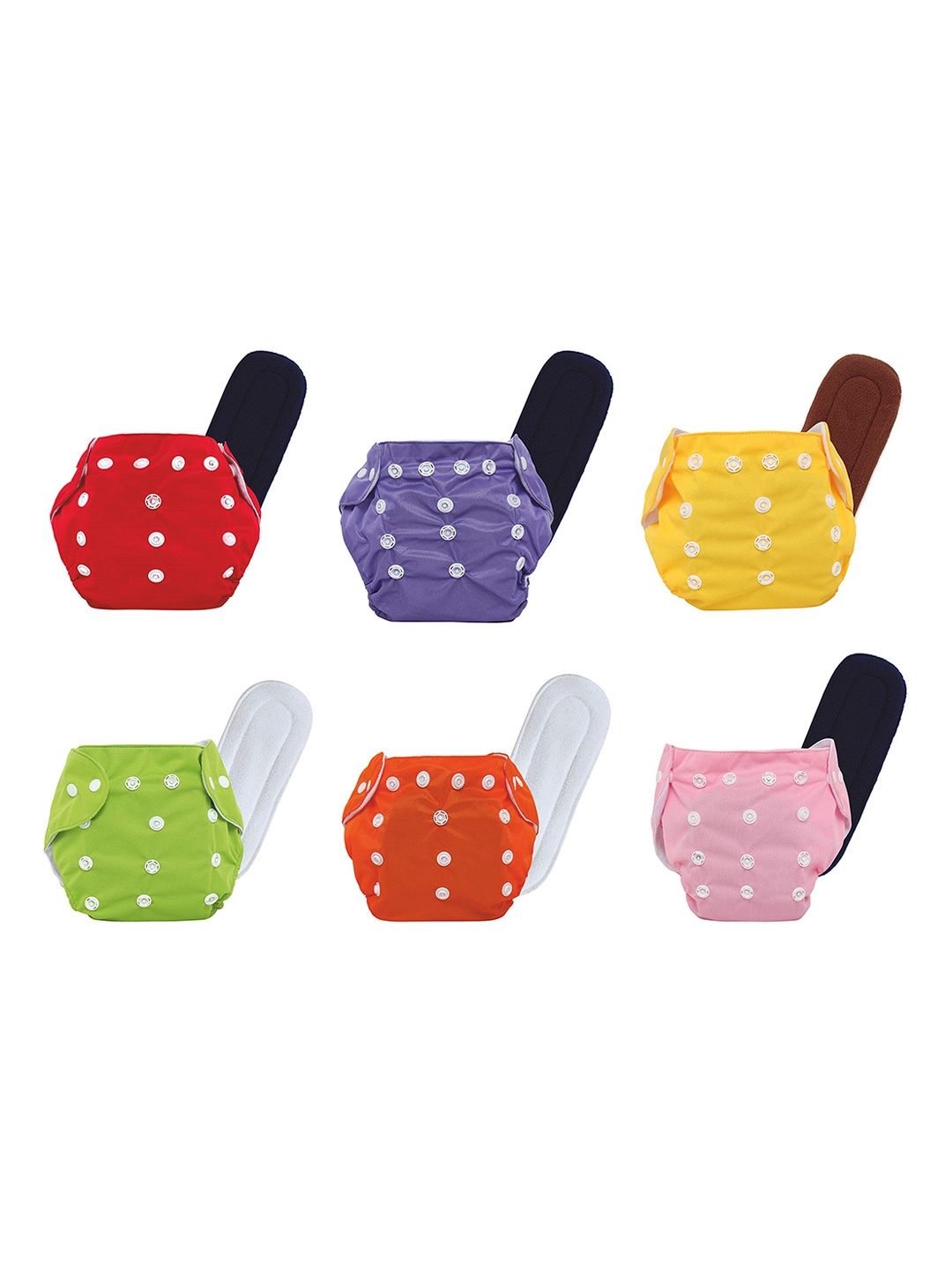 

Superminis Infants Set Of 6 Printed Waterproof Reusable Diaper, Red