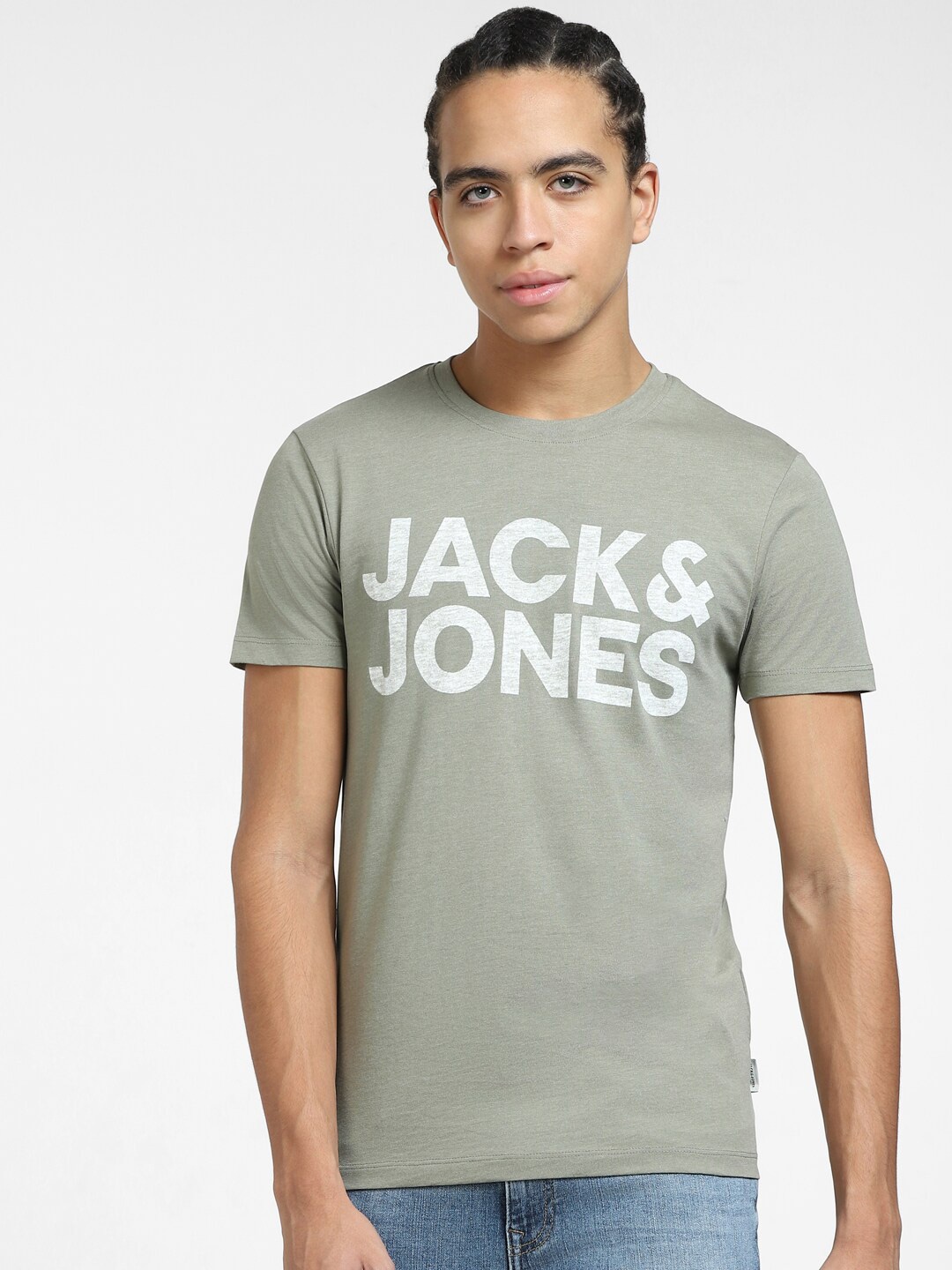 

Jack & Jones Men Typography Printed Cotton Slim Fit T-shirt, Green