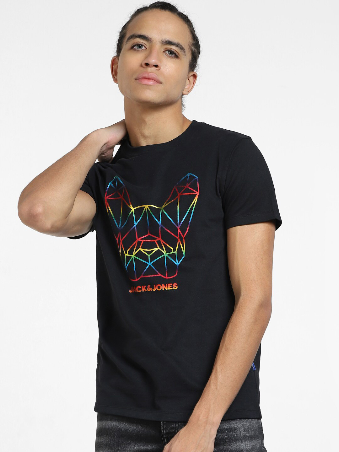 

Jack & Jones Crew Neck Graphic Printed Slim Fit T-shirt, Black