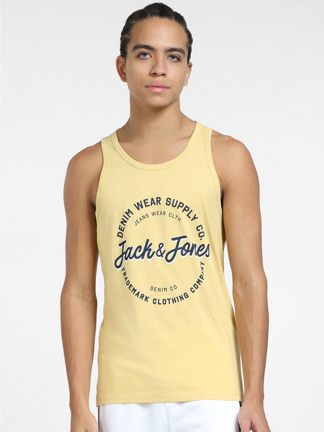 

Jack & Jones Typography Printed Cotton Slim Fit T-shirt, Yellow