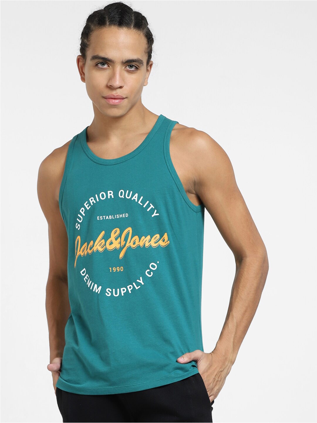 

Jack & Jones Typography Printed Cotton Slim Fit T-shirt, Sea green