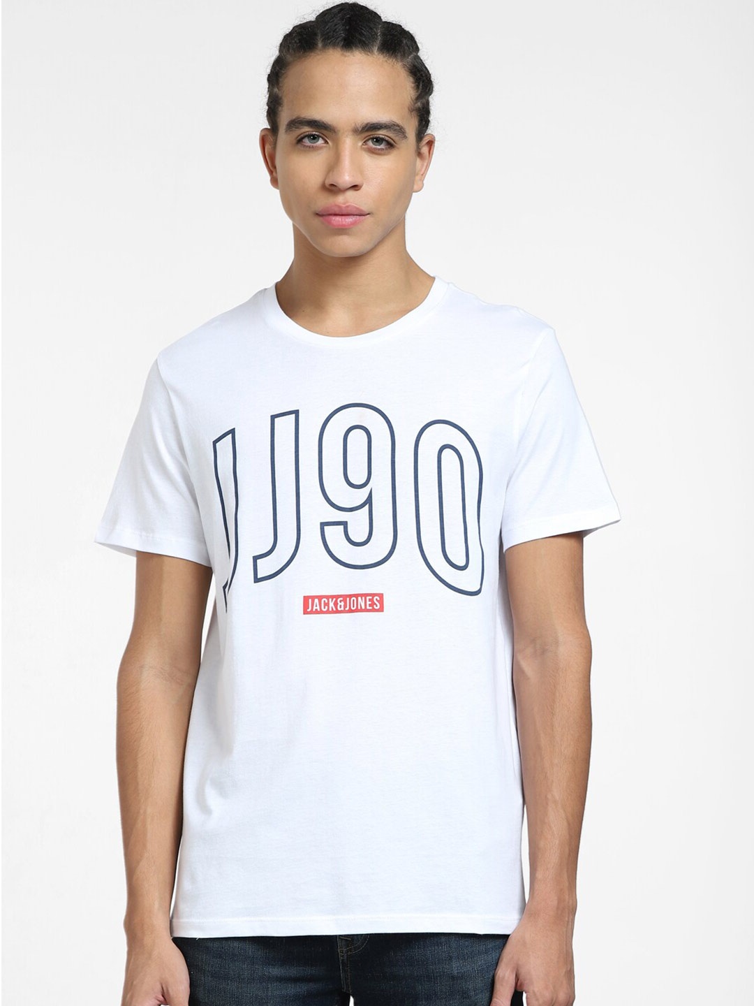 

Jack & Jones Typography Printed Cotton Slim Fit T-shirt, White