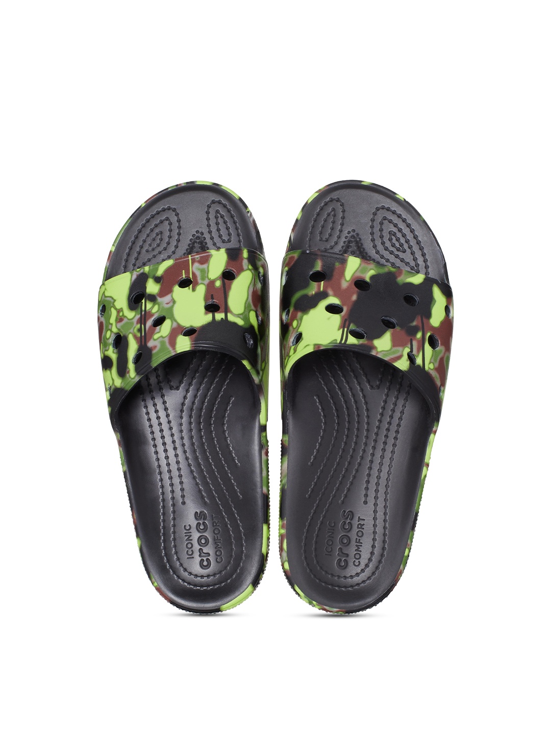 

Crocs Printed Croslite Sliders, Black