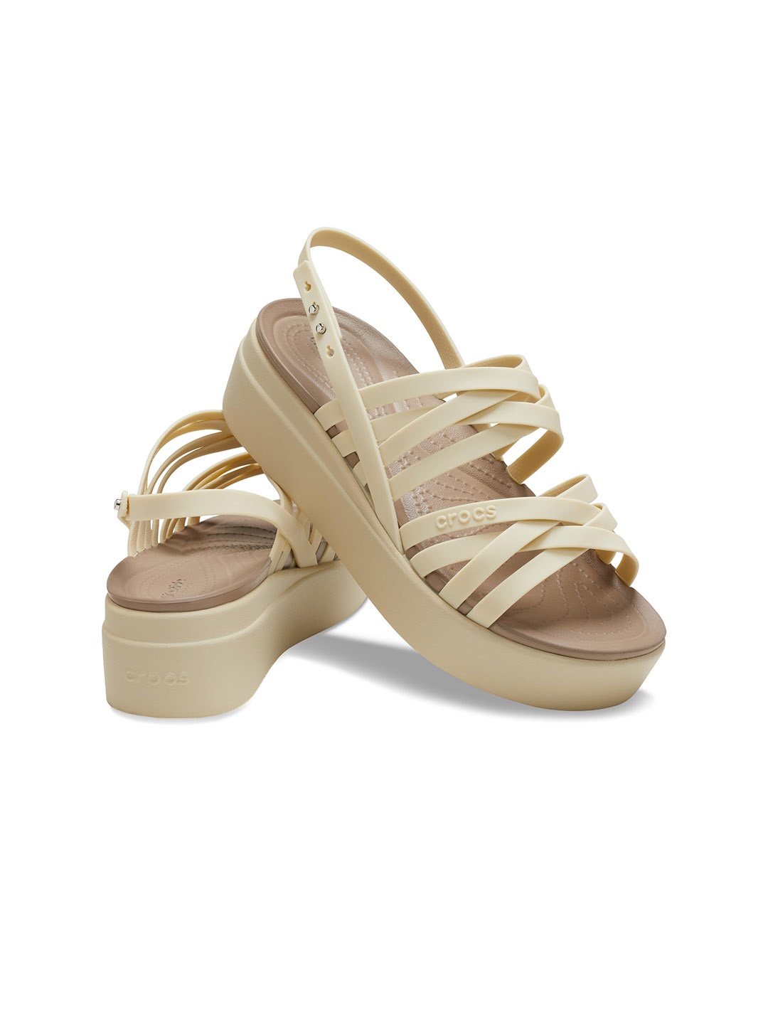 

Crocs Strappy Open Toe Flatform Heels, Beige