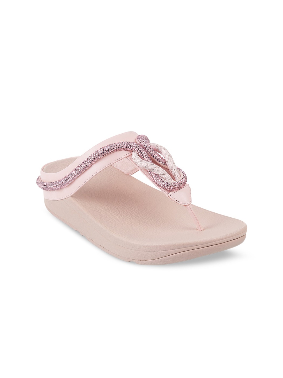 

fitflop Embellished Leather Open Toe Comfort Heels, Pink