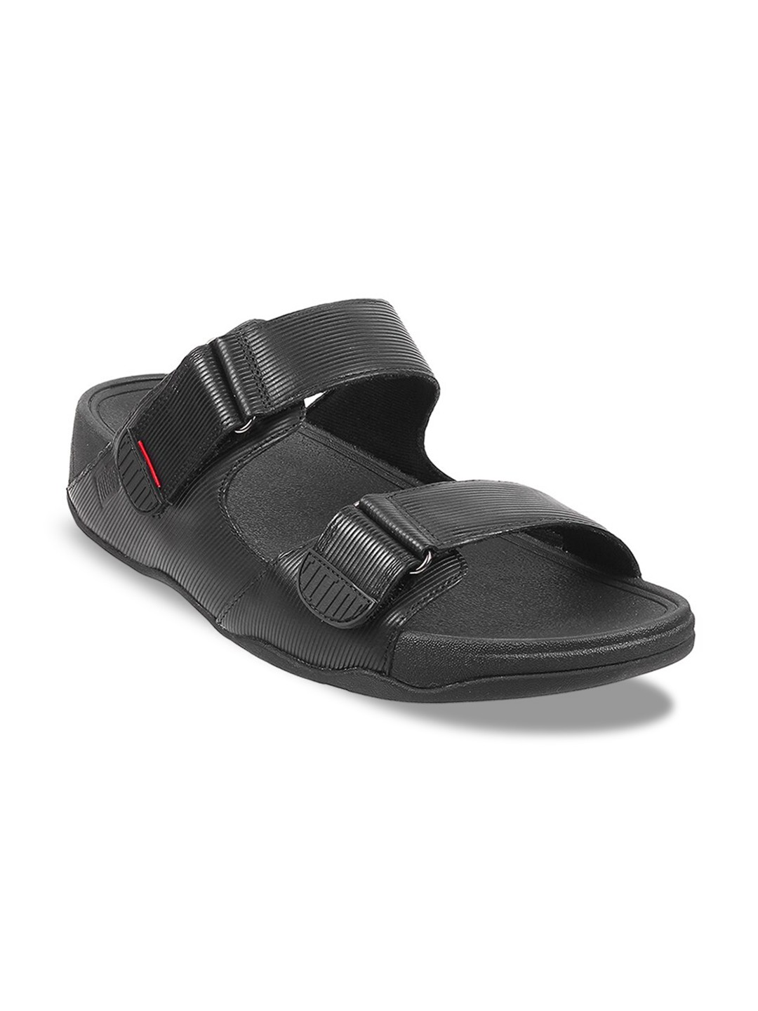 

fitflop Men Two Straps Leather Comfort Sandals, Black