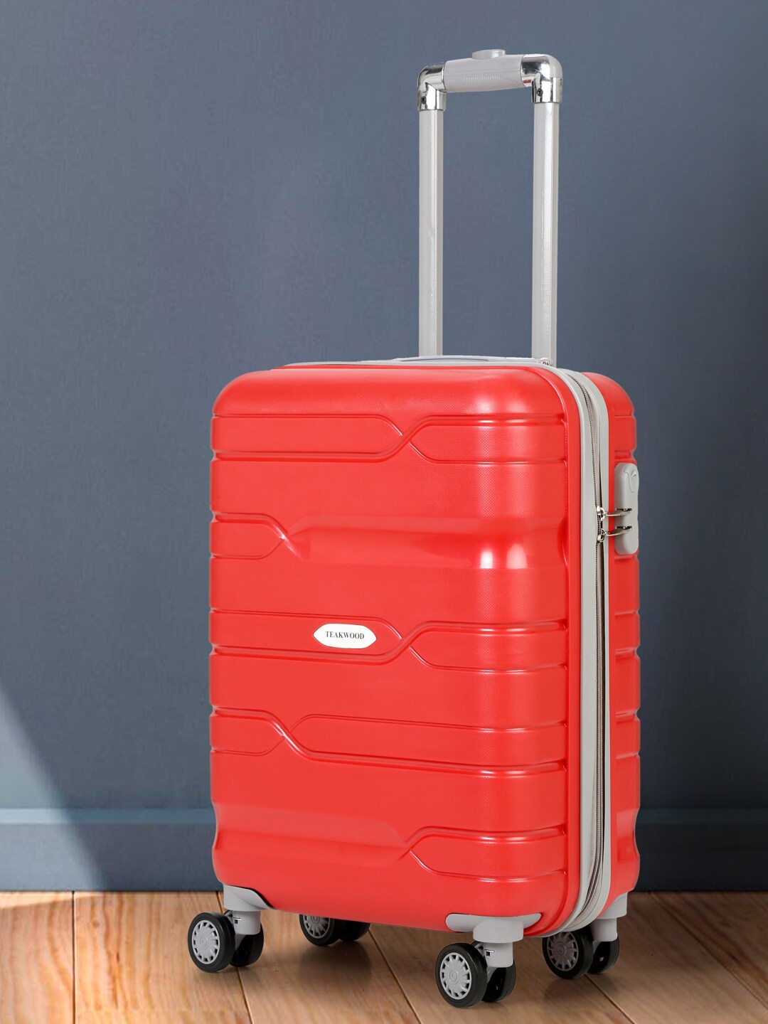 

Teakwood Leathers Textured 360 Degree Rotation Hard Cabin-Sized Red Trolley Bag -55 CM