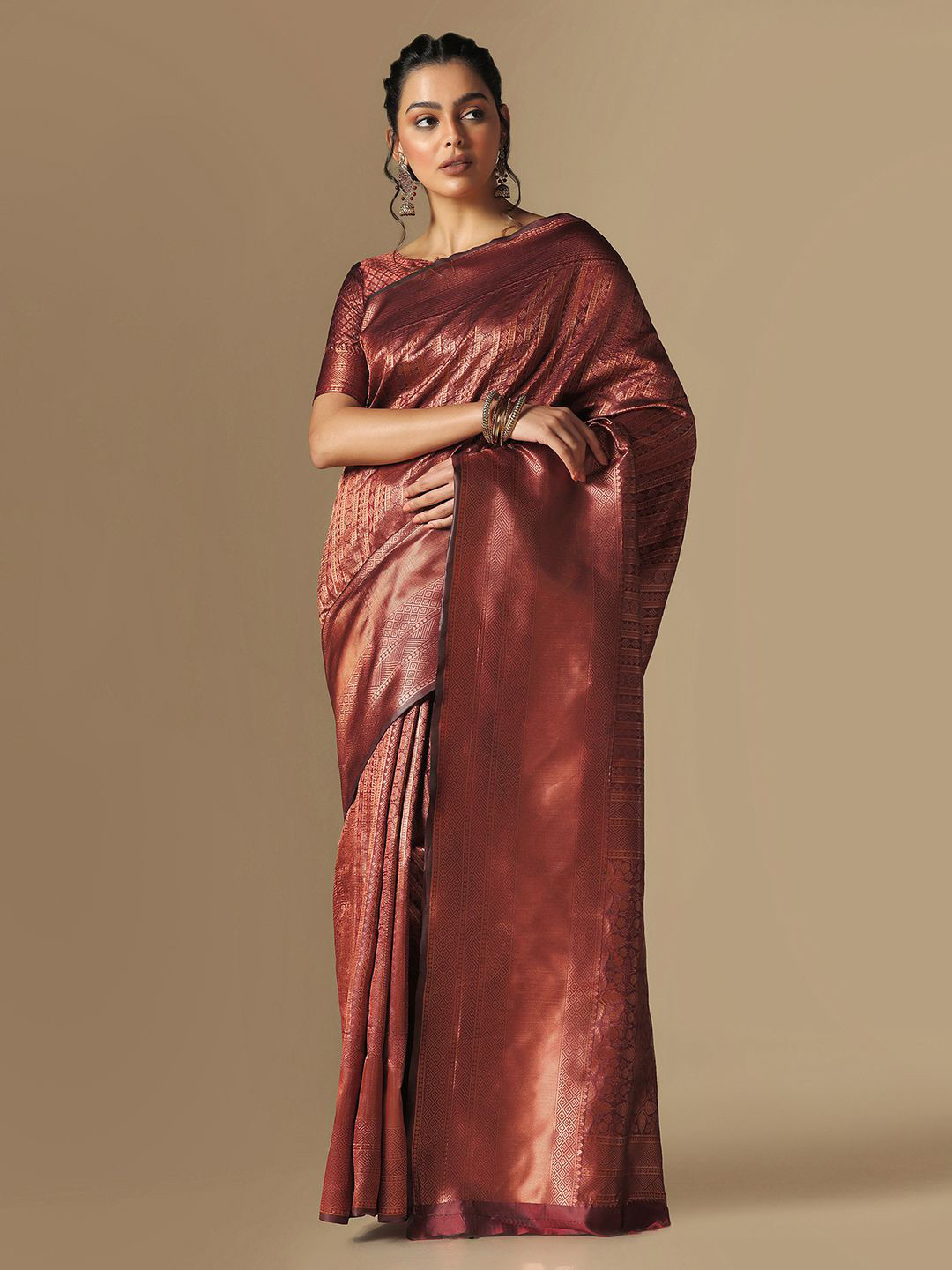 

Mitera Floral Woven Design Zari Banarasi Saree, Maroon