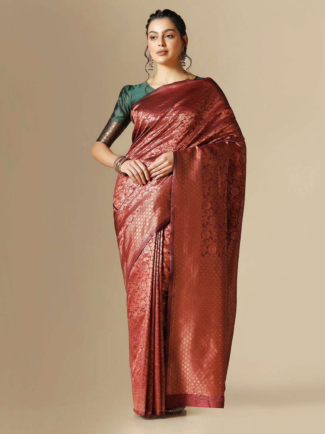 

Mitera Woven Design Zari Banarasi Saree, Maroon