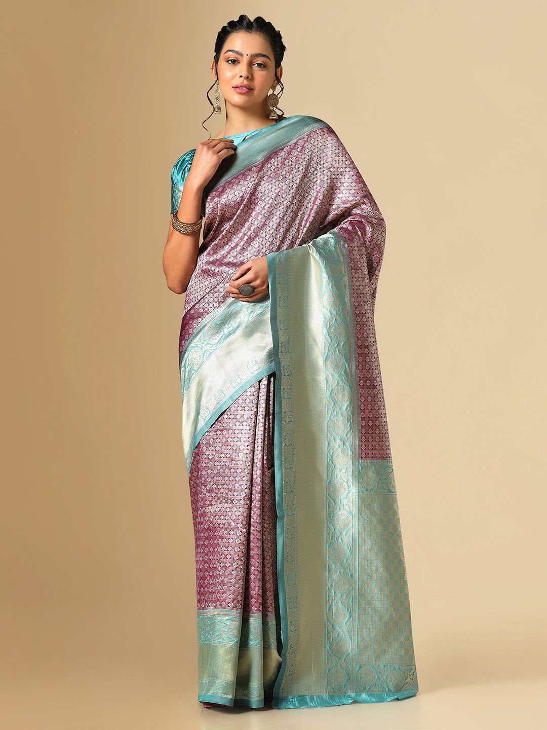 

Mitera Woven Design Zari Banarasi Saree, Purple