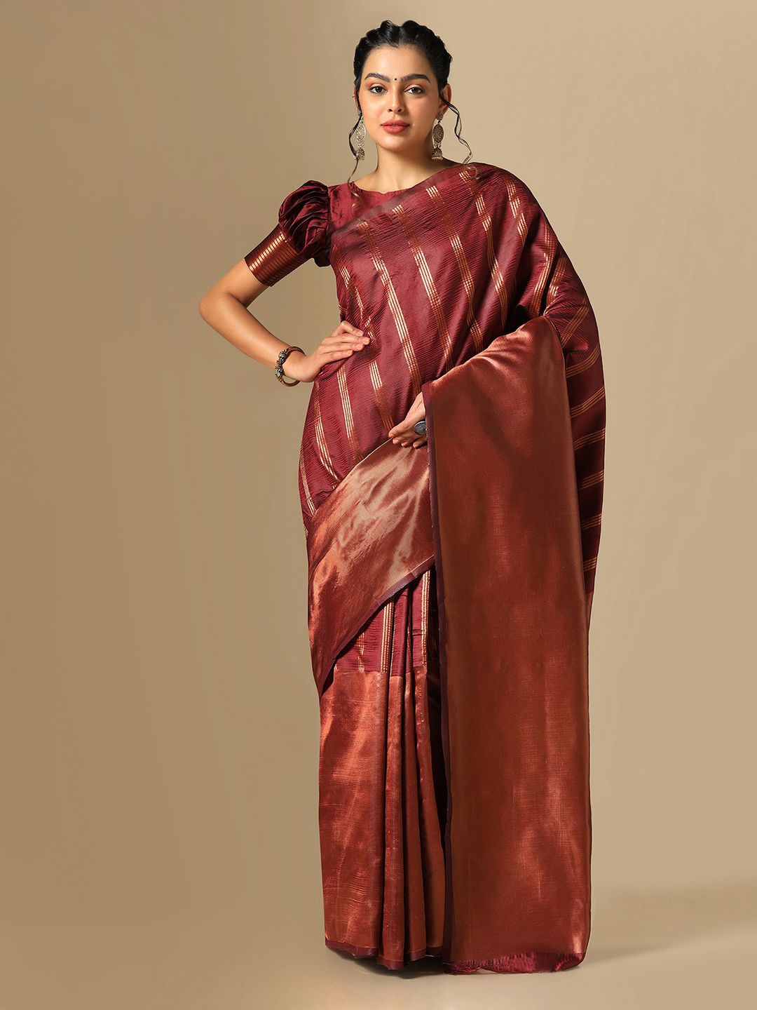 

Mitera Woven Design Zari Banarasi Saree, Maroon