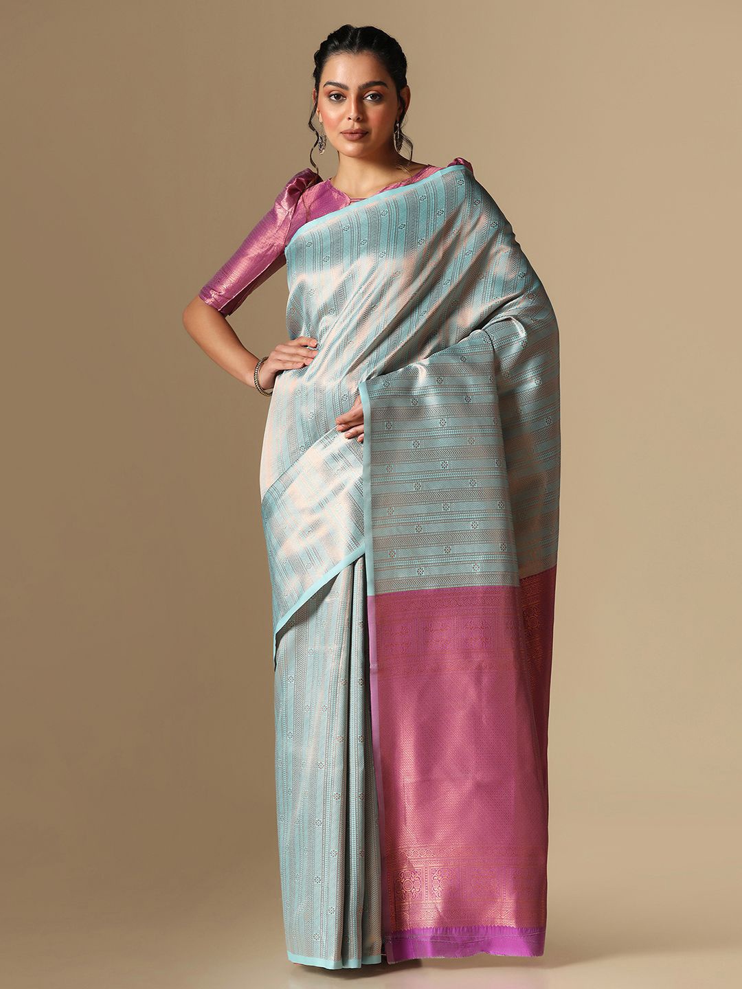 

Mitera Woven Design Zari Banarasi Saree, Blue