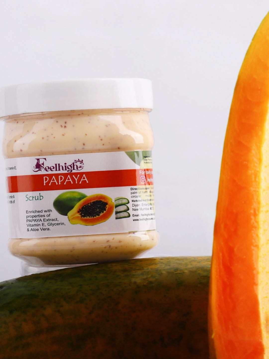 

FEELHIGH Papaya Face & Body Scrub with Vitamin E - 500 ml, Peach