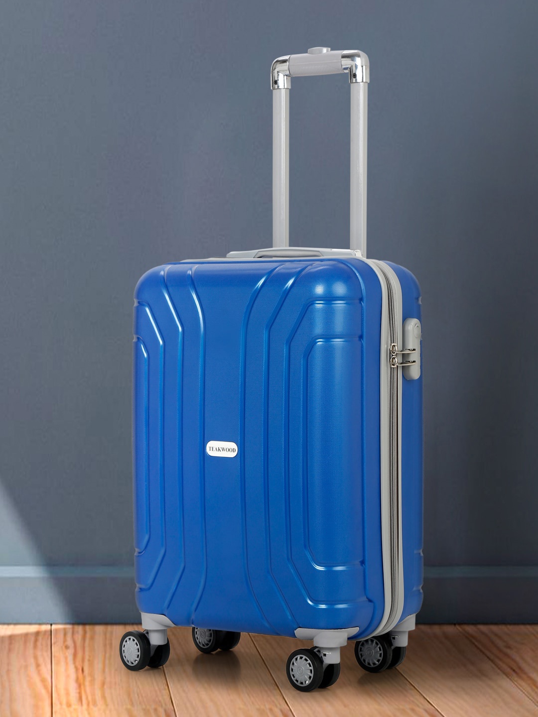 

Teakwood Leathers Textured Hard-Sided Cabin Trolley Suitcase, Blue