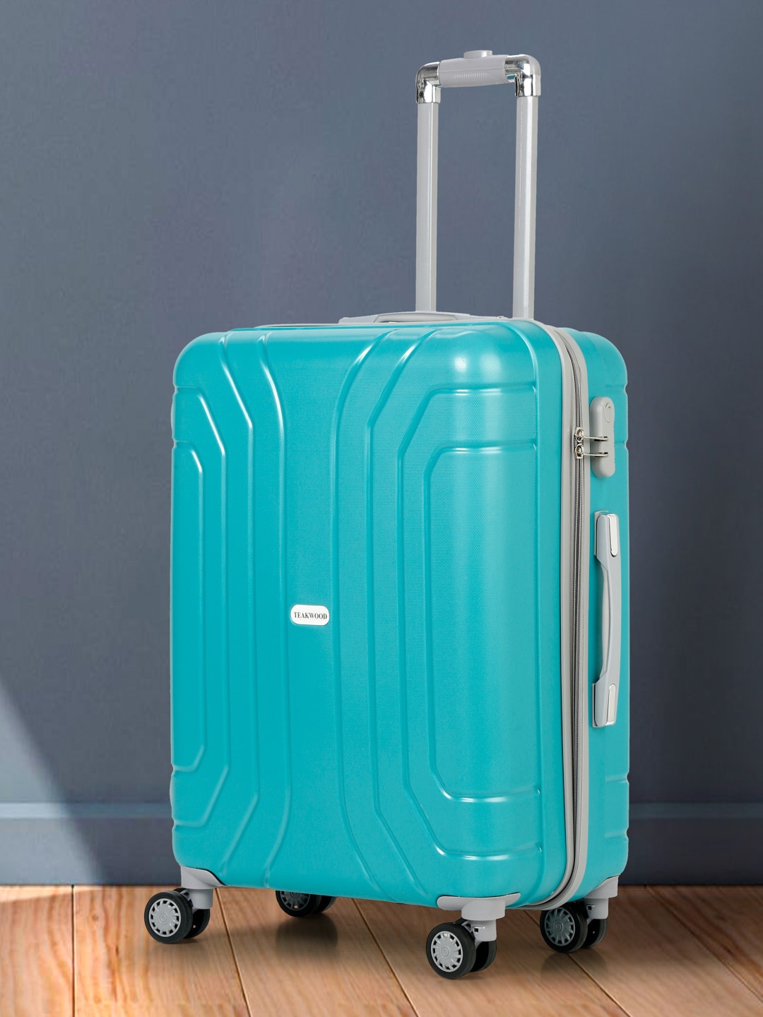 

Teakwood Leathers Textured Hard-Sided Medium Trolley Suitcase 54.6 L, Sea green