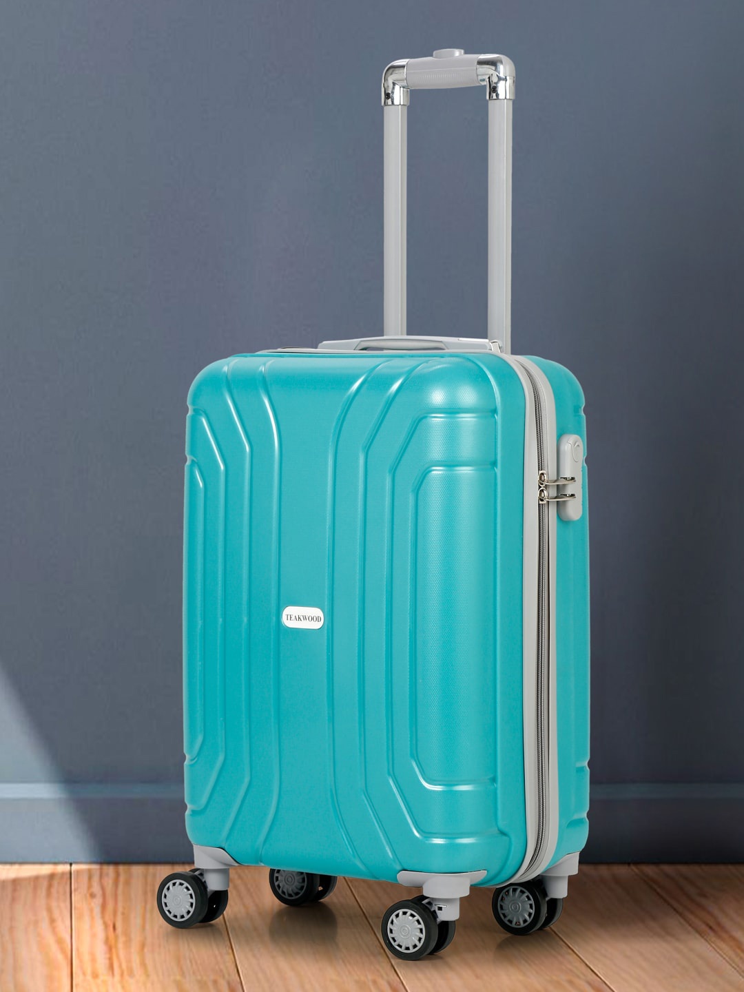 

Teakwood Leathers Textured Hard-Sided Cabin Trolley Suitcase 32.2 L, Sea green