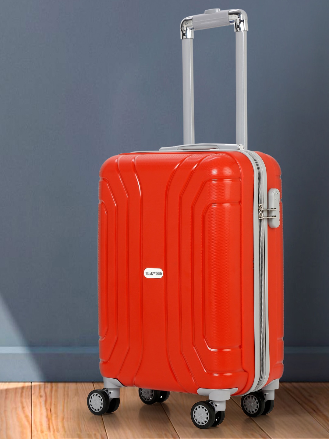 

Teakwood Leathers Textured Hard-Sided Cabin Trolley Suitcase, Red