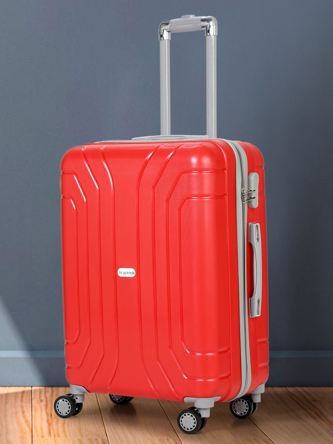 

Teakwood Leathers Textured Hard-Sided Large Trolley Suitcase, Red