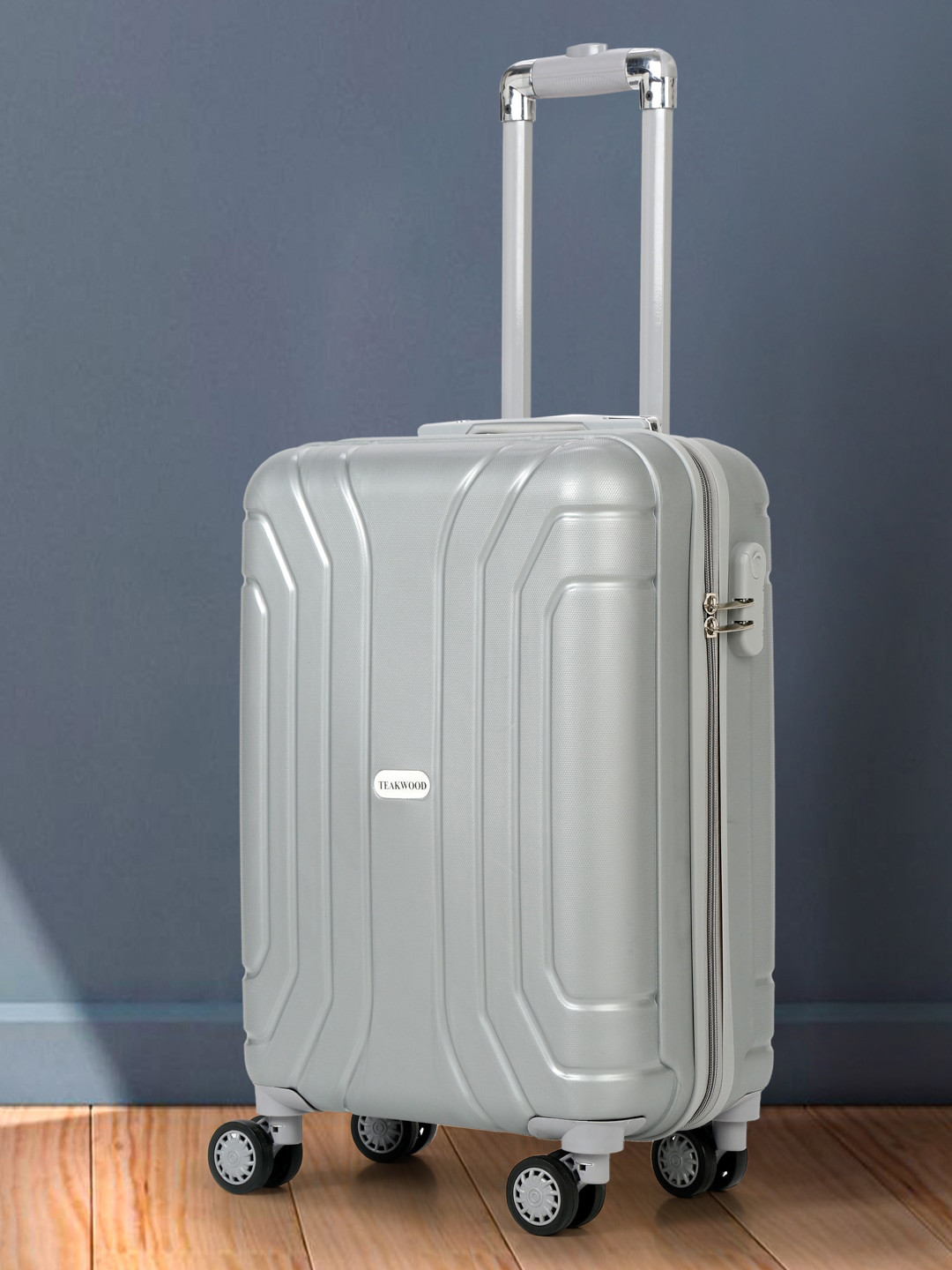 

Teakwood Leathers Textured Hard-Sided Cabin Trolley Suitcase 32.2 L, Grey