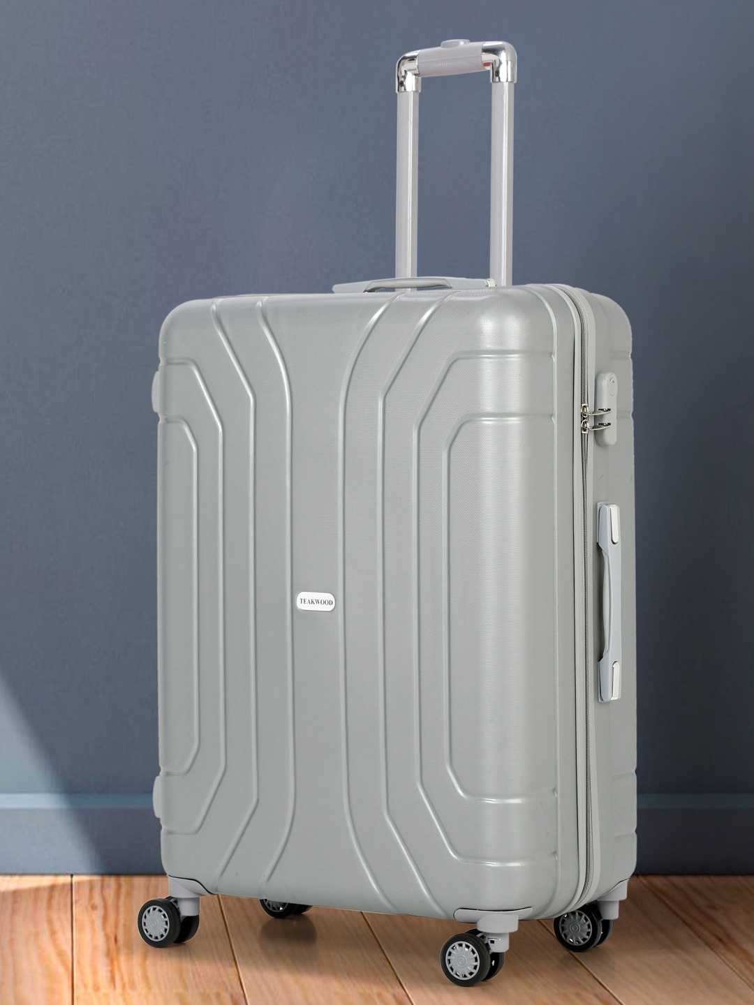

Teakwood Leathers Textured Hard-Sided Large Trolley Suitcase, Grey