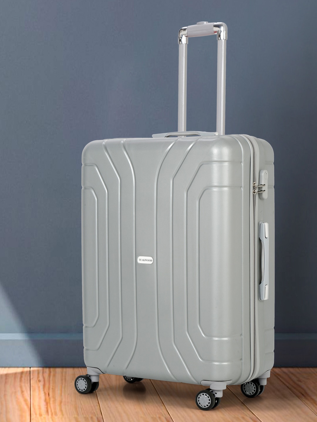 

Teakwood Leathers Textured Hard-Sided Medium Trolley Suitcase, Grey