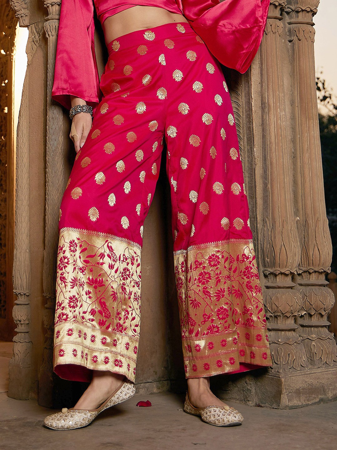 

Shae by SASSAFRAS Women Ethnic Motifs Printed Ethnic Palazzos, Fuchsia