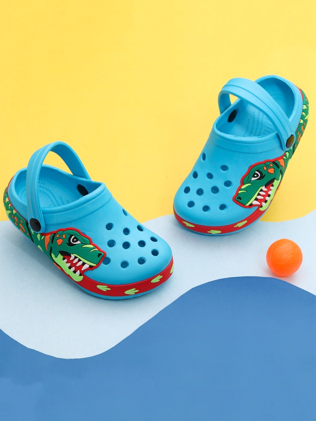 

Yellow Bee Boys Dinosaurs Printed Clogs Sandals, Blue