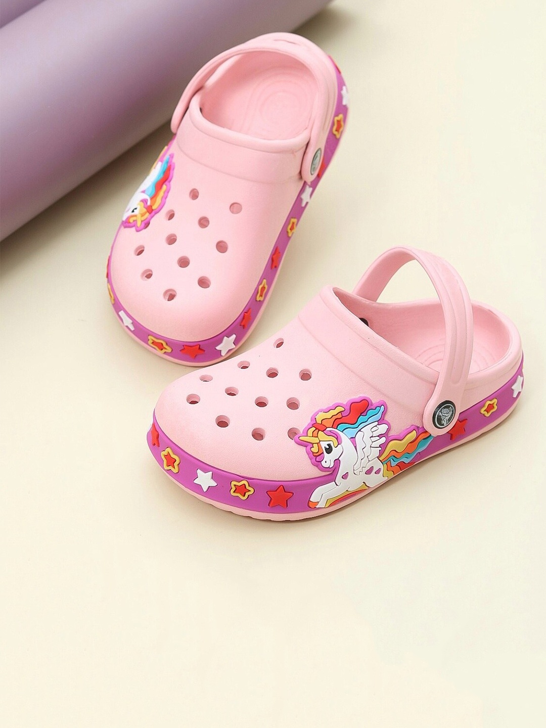 

Yellow Bee Girls Comfortable Unicorn Printed Clogs, Pink