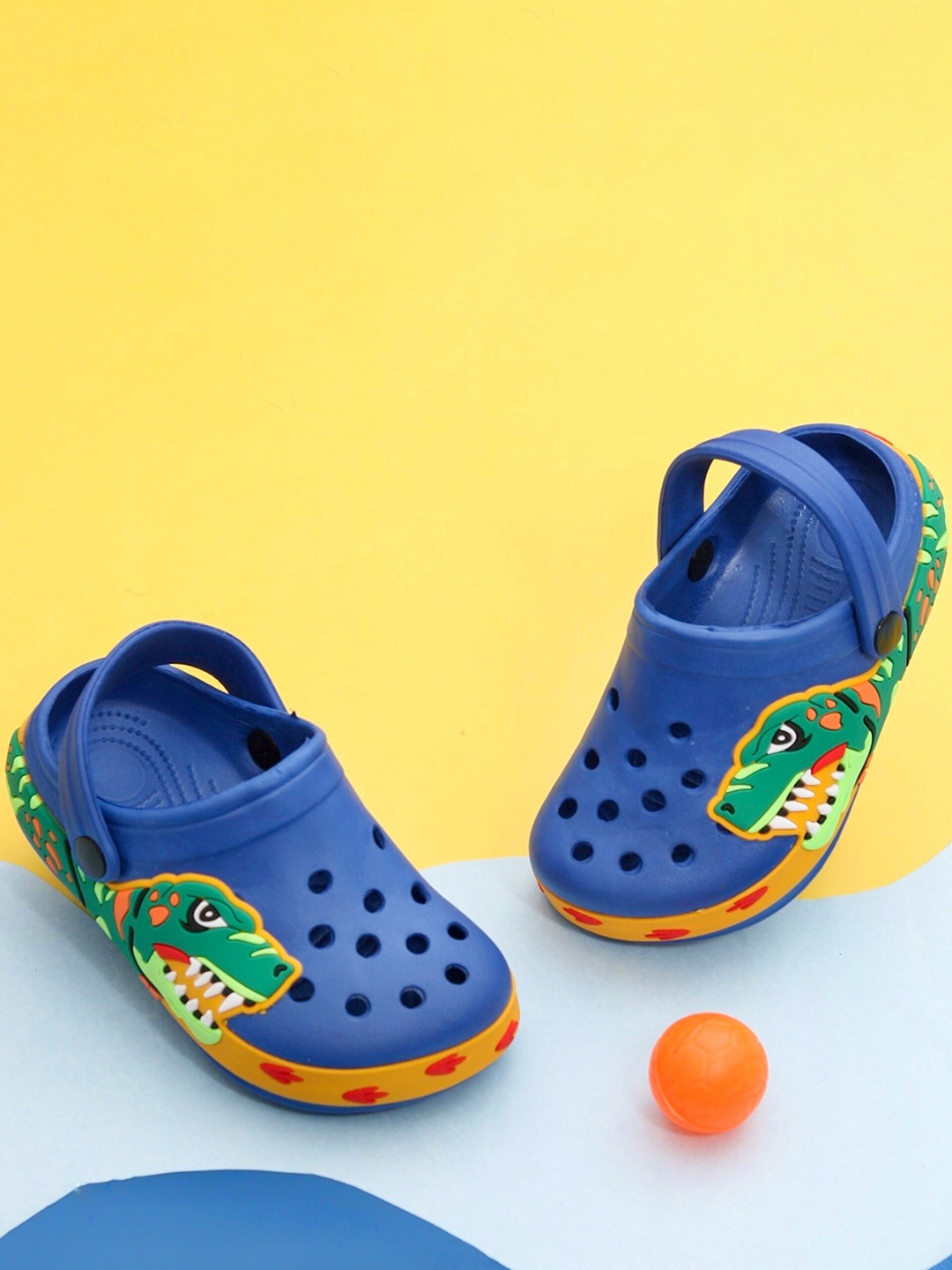 

Yellow Bee Boys Printed Comfortable Dinosaurs Rubber Clogs, Blue